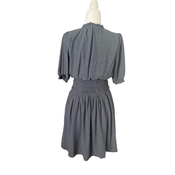 Nine West Woman's Gray Lined Ruffle Blouson Mini Dress- Size M - Picture 3 of 12